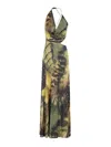 Amazuìn Amazuin Jungle Print Long Dress With Plunging Neckline
