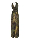 Amazuìn Amazuin Jungle Print Long Dress With Plunging Neckline In Jungle