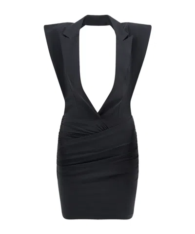 Amazuìn Jess Ruched Tuxedo Mini Dress In Black