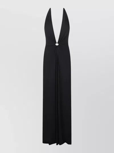 Amazuìn Joele Halter Neck Maxi Dress Ring Detail In Black
