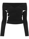 Amazuìn Amazuin Off-the-shoulder Black Top With Knotted Design