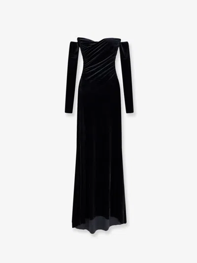Amazuìn Julien Velvet Long Dress In Black