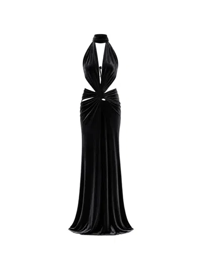 Amazuìn Kalisa Cut-out Velvet Maxi Dress In 블랙
