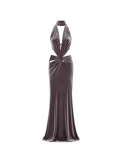 Amazuìn Kalisa Velvet Cut-out Maxi Dress In Purple