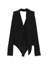 Amazuìn Keila Draped Wrap-style Body Suit In Black
