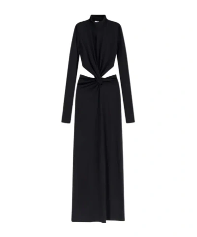 Amazuìn Lara Plunge Long-sleeve Dress In Black