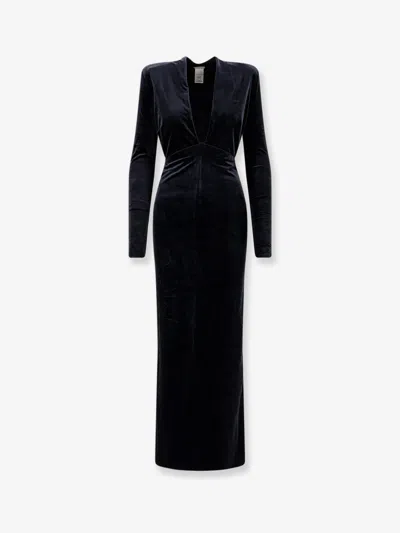 Amazuìn Lara Velvet Lonog Dress In Black