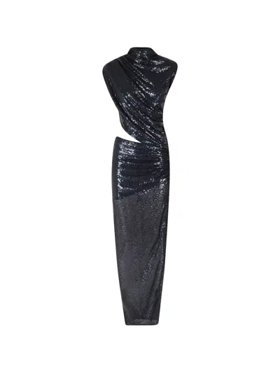 Amazuìn Leo Sequins Cut-out Maxi Dress In Blue