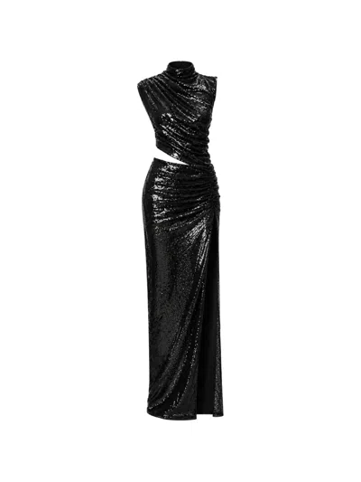 Amazuìn Leo Sequins Embellished Cut-out Maxi Dress In Black