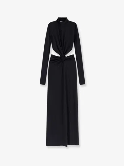 Amazuìn Leonie Stretch Fabric Long Dress In Black