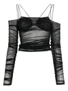 Amazuìn Mesh Ruched Top In Black