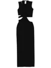 Amazuìn Long Black Dress 'kylee' With Cut-out Detail In Black