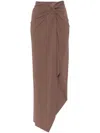Amazuìn Amazuin Maxi Skirt With Twisted Knot Detail And Asymmetrical Hemline In Brown