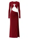 Amazuìn Maggie Cutout Ruched Dress In Red