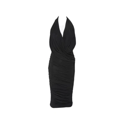 Amazuìn Manoon Ruched Halterneck Midi Dress In Black