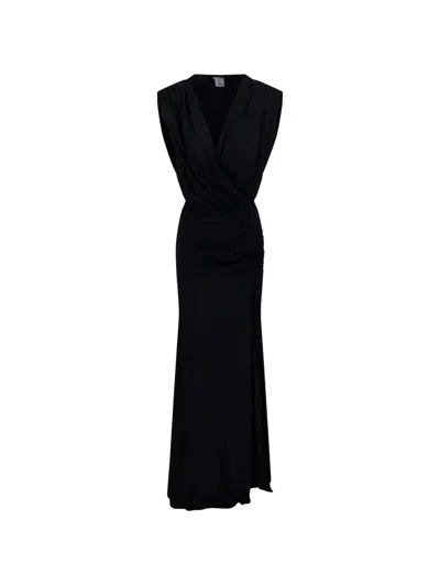 Amazuìn Meghan Draped Maxi Dress In Black