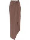 Amazuìn Amazuin Maxi Skirt With Twisted Knot Detail And Asymmetrical Hemline In Brown