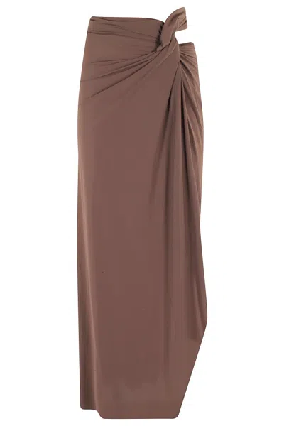 Amazuìn Amazuin Milla Twisted Front Knot Skirt In Brown