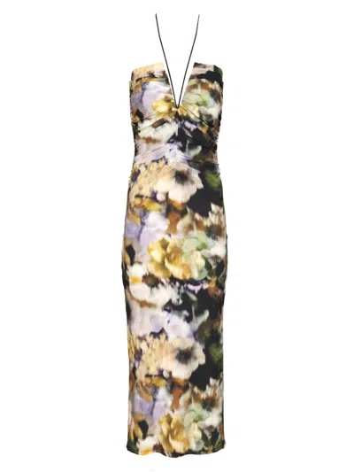 Amazuìn Natalie Tie Floral Midi Dress In Multi