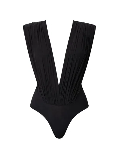 Amazuìn Nikita Deep Black Bodysuit With V-neck Amazuin