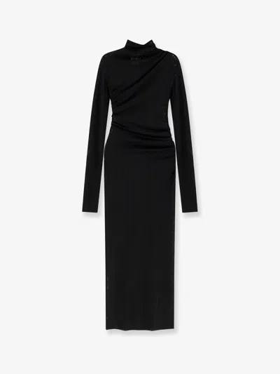 Amazuìn Olga Viscose Blend Mesh Dress In Black