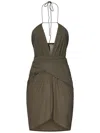 Amazuìn Amazuin Olive Green Mini Dress With Crossover Front