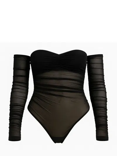 Amazuìn Oriane Ruched Strapless Body In Black
