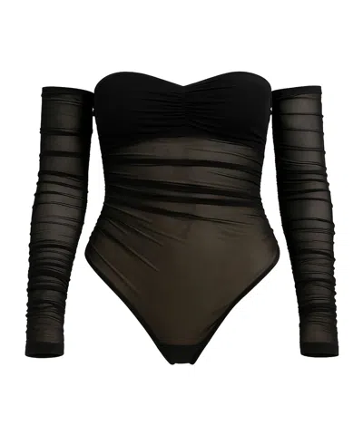 Amazuìn Oriane Ruched Strapless Body In Black