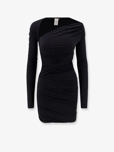 Amazuìn Pat Mini Dress With Drapery In Black