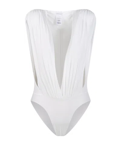 Amazuìn Nikita Gathered Cut-out Bodysuit In White