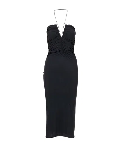 Amazuìn Pleated Strapless Dress In Black