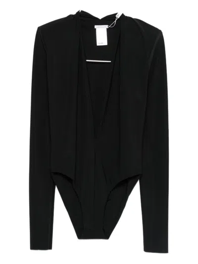AMAZUÌN PLUNGING NECKLINE BLACK BODYSUIT