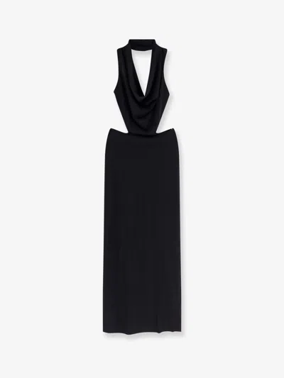 Amazuìn Raquel Stretch Fabric Long Dress In Black