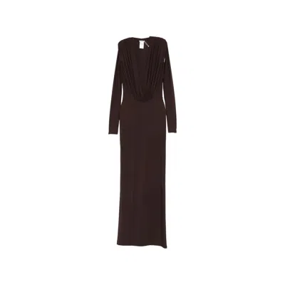 Amazuìn Rasha V-neck Ruched Maxi Dress In Brown
