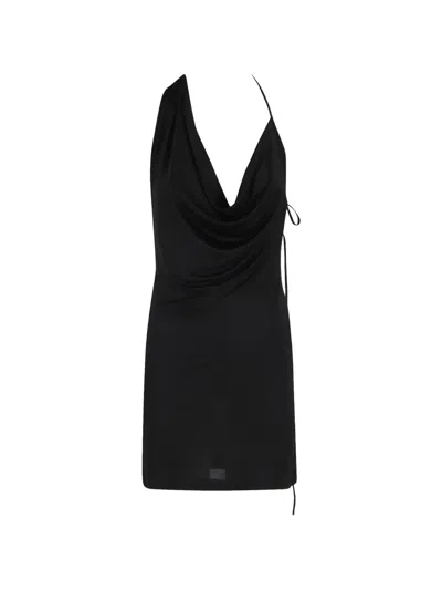 Amazuìn Ravi Draped Cowl-neck Mini Dress In Black