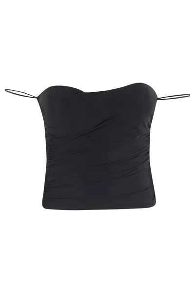 Amazuìn Amazuin Rosie Draped Black Bustier With Structured Cups