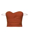 Amazuìn Amazuin Draped Bustier Top In Caramel Stretch Jersey In Brown