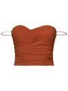 Amazuìn Amazuin Draped Bustier Top In Caramel Stretch Jersey