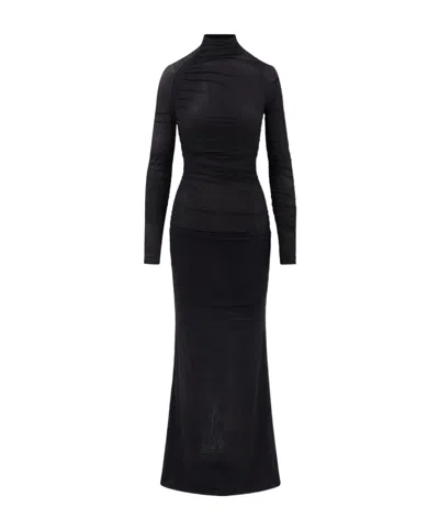 Amazuìn Ruched Sheer Long-sleeve Dress In Animal Print