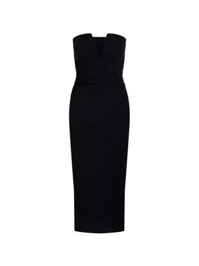 Amazuìn Ruched Strapless Dress In Black
