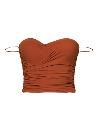 Amazuìn Ruched Top In Brown