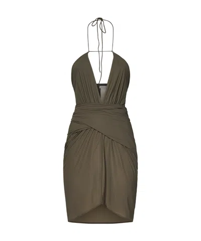 AMAZUÌN HALTERNECK RUCHED MINI DRESS