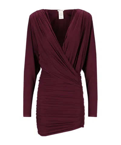 Amazuìn Sandy Draped Mini Dress In Burgundy