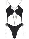 Amazuìn Amazuin Cross-back Laced One-piece Swimsuit In Black Jersey