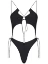 Amazuìn Amazuin Cross-back Laced One-piece Swimsuit In Black Jersey