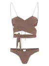 Amazuìn Amazuin Wrap-design Bikini With Adjustable Straps And Tie Waist In Brown