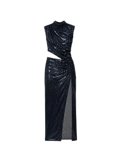 Amazuìn Sequin-embroidered Asymmetric Maxi Dress In Blue