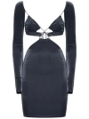 Amazuìn Amazuin Silver Gray Stretch Velvet Long-sleeved Minidress In Grey