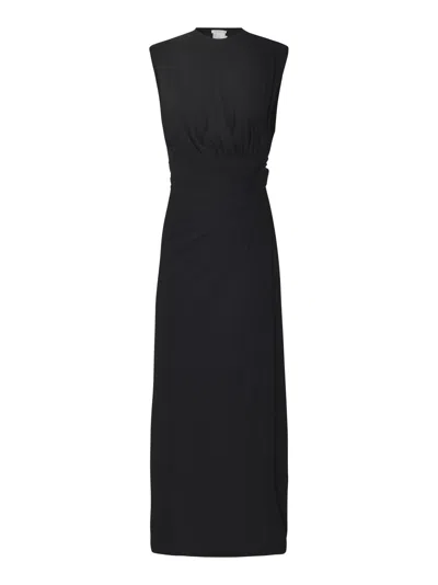 Amazuìn Sleeveless Wrap Long Dress In Deep Black