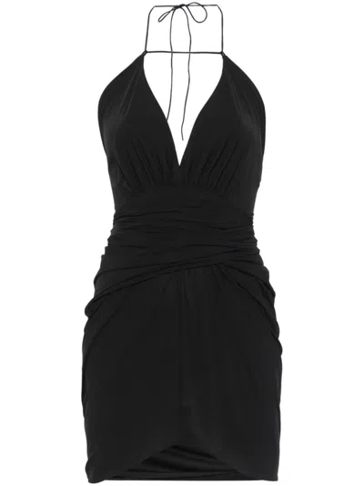 Amazuìn Amazuin Stretch Jersey Mini Dress With Twisted Waistband In Black